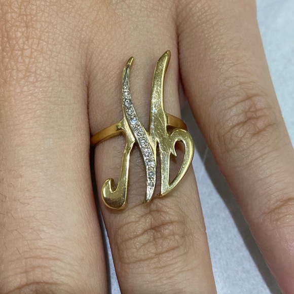 14k initial ring “m”